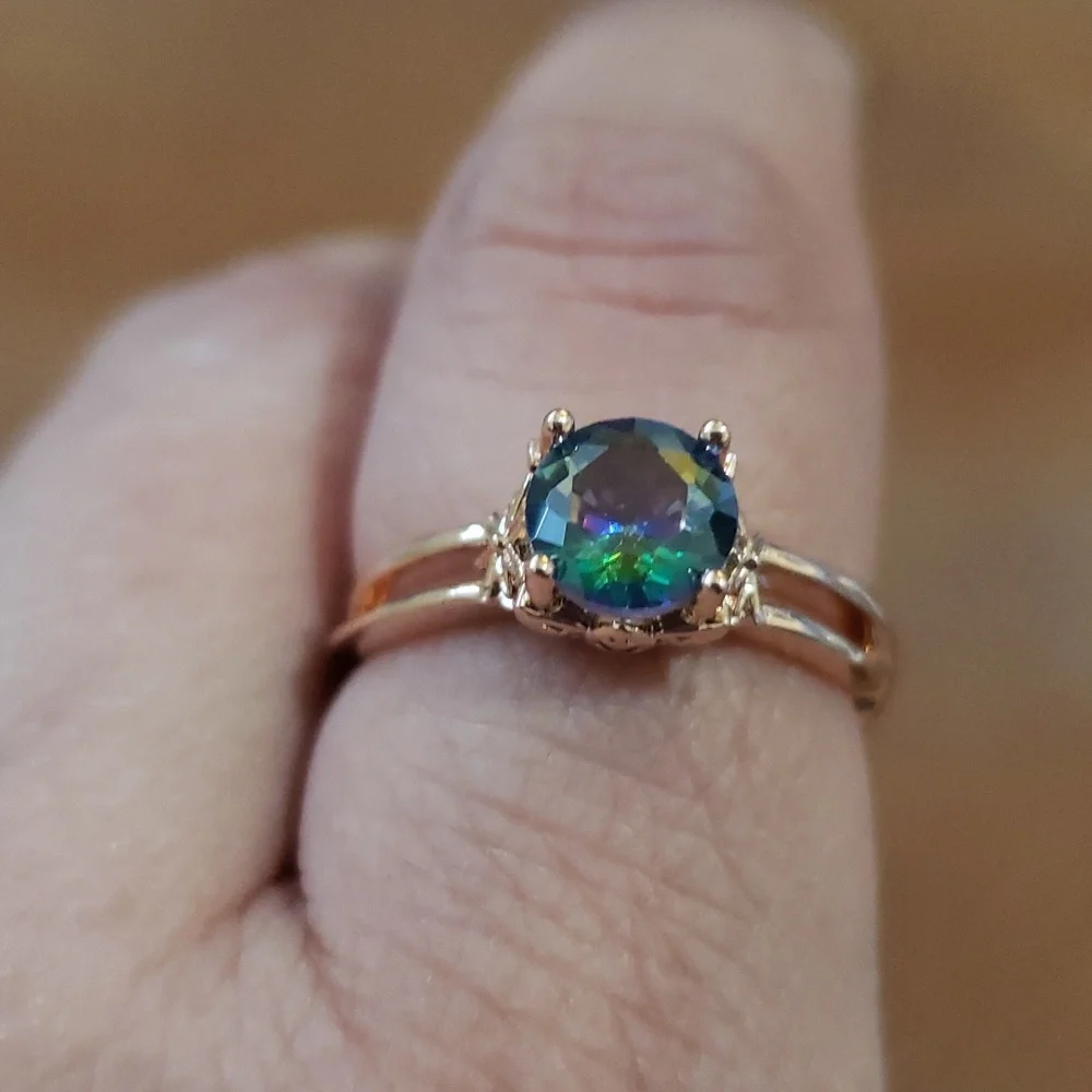 Rainbow Cubic Zirconia Rose Gold Ring